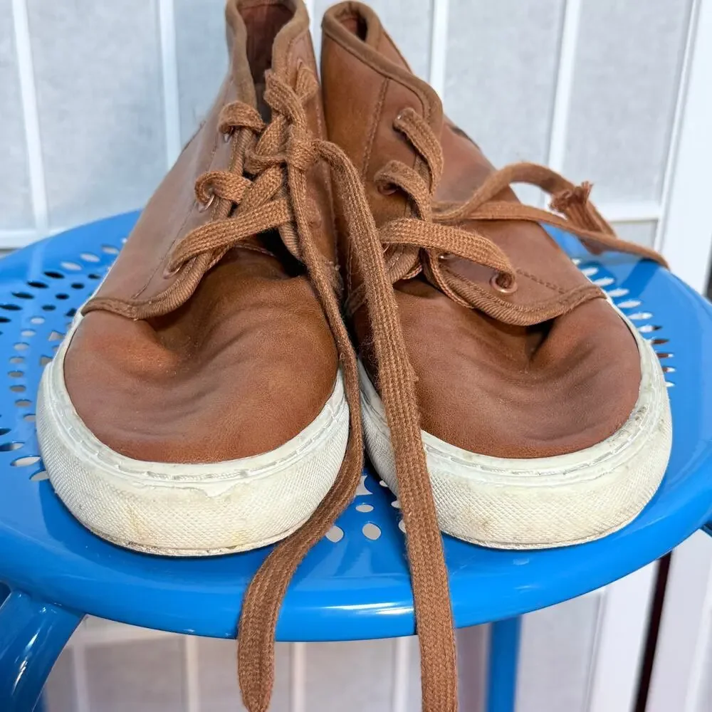 Polo Ralph Lauren Boys US 3 Brown Leather Chukka Sneakers Lace Up Casual Shoes